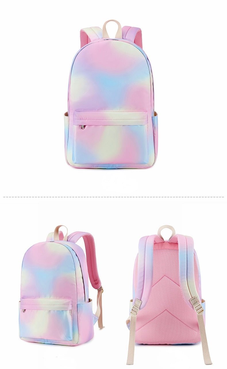 Pastel Gradient Backpack Set – School Backpack, Lunch Bag & Pencil Case